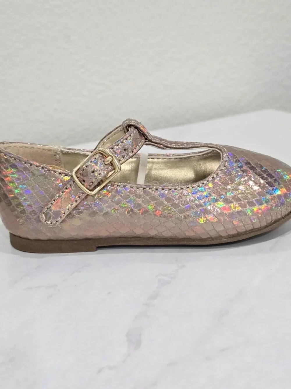 The Children’s Place ✦ Rose Gold Glitter Shoes ✦ Iridescent Buckle Closure 4 NWT